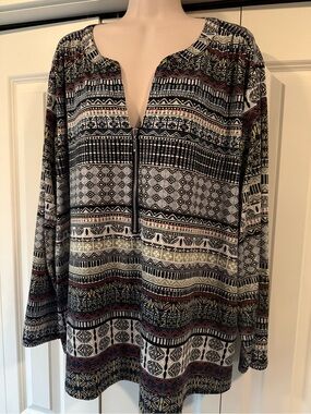 Daily Thread geometric print blouse top 3X Autumn